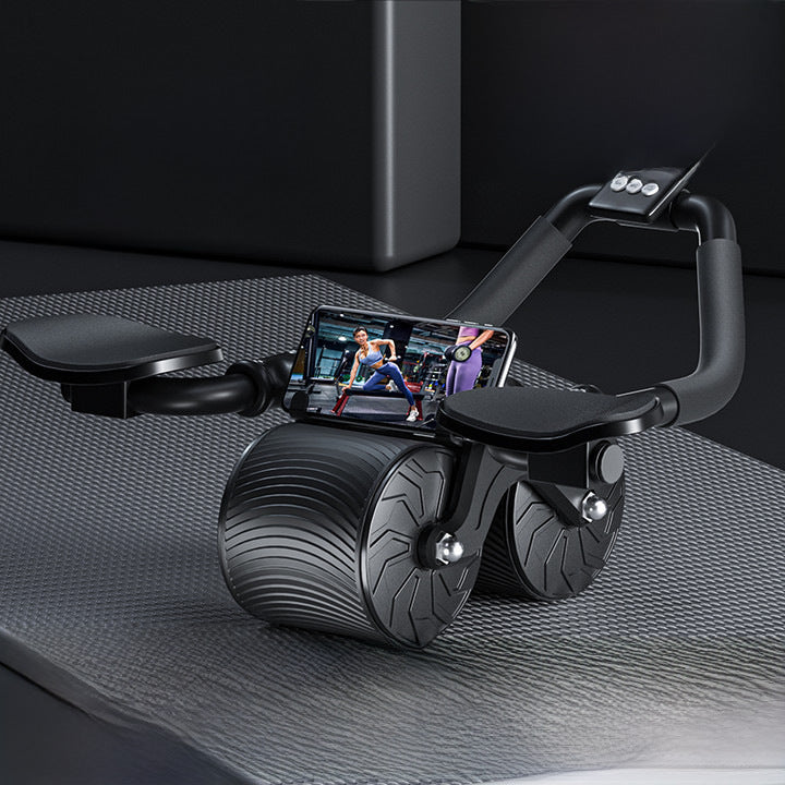 Automatic Rebound Ab Roller Wheel with Elbow Support and Phone Holder