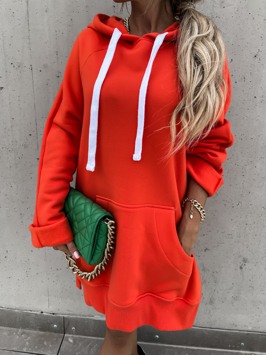 Long Side Slit Zip-Up Hoodie