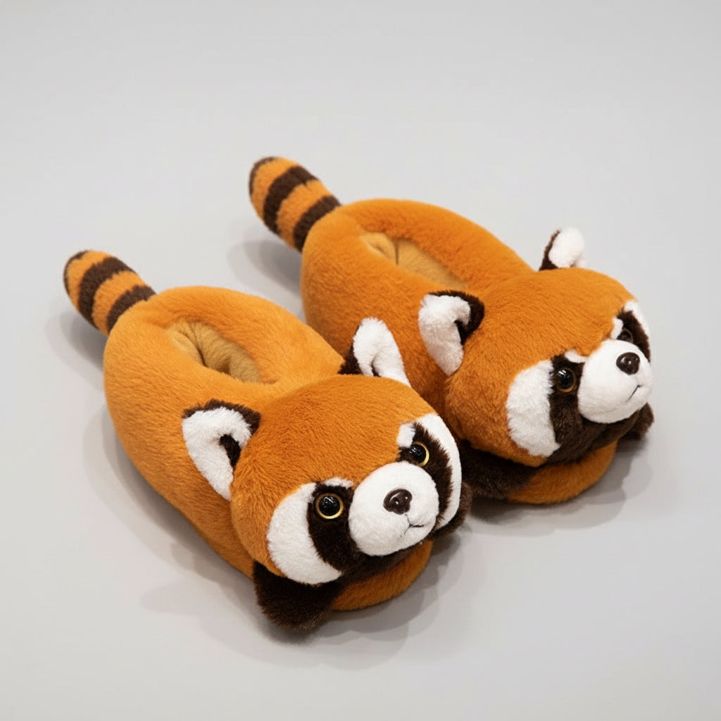 Red Panda & Fox Plush Slippers