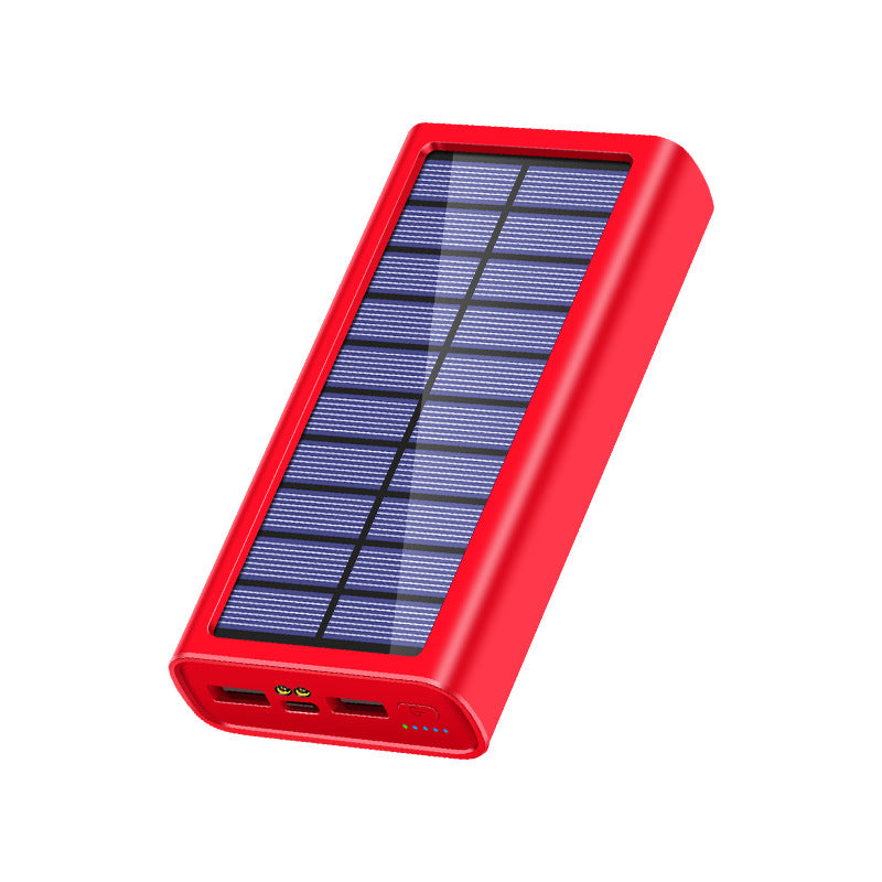 100,000mAh  Fast Charging Solar Power Bank with Dual USB, Type-C Input, LED Light