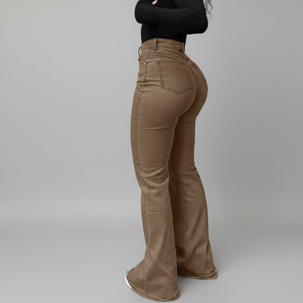 High-Waisted Stretch Flared Jeans
