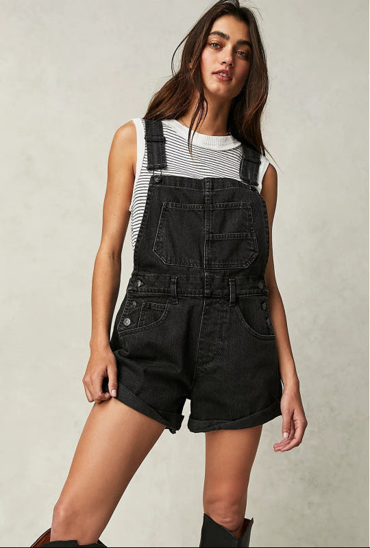 Multi-Pocket Overalls Shorts