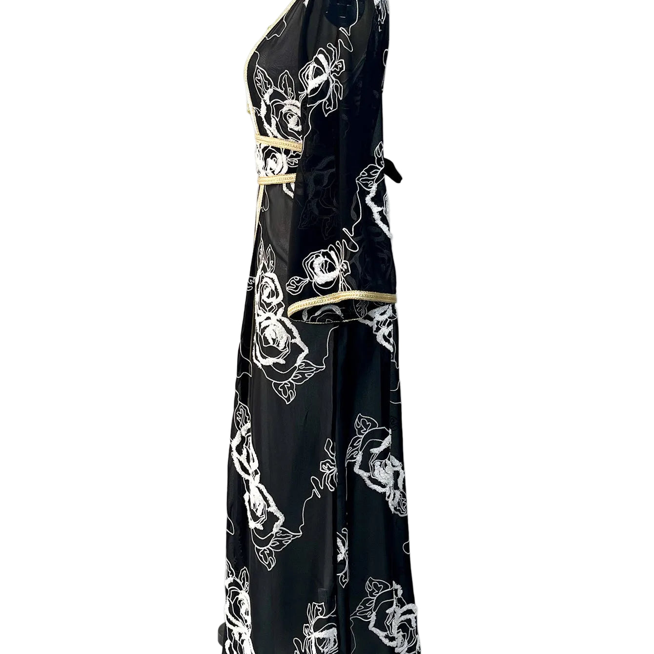 2-Piece Floral Embroidered Abaya