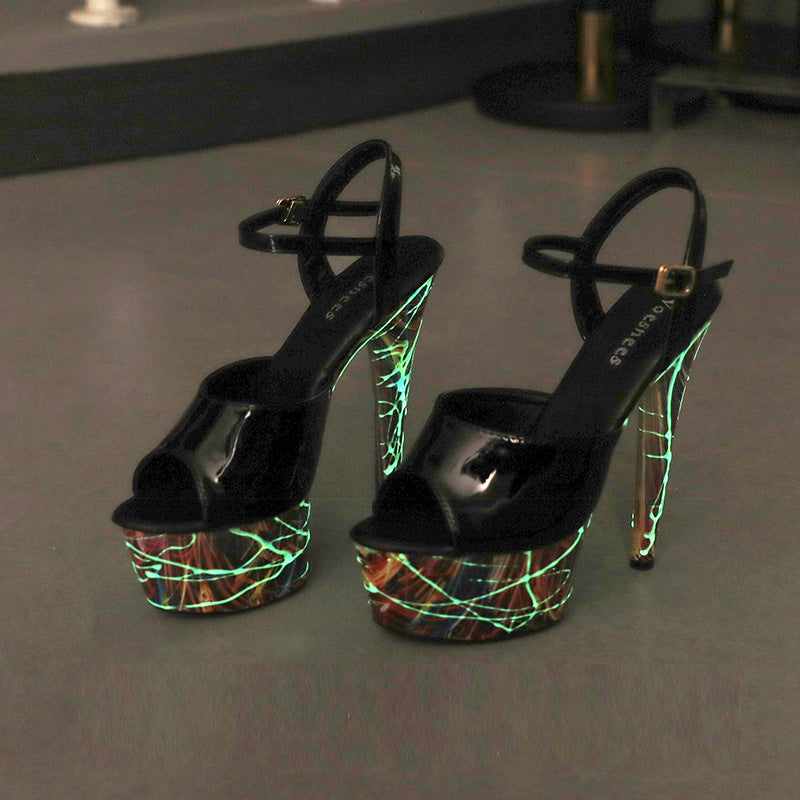 Fluorescent Luminous High-Heeled Sandals