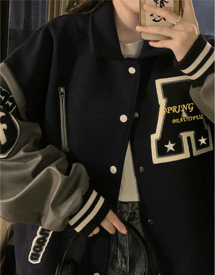 Vintage Oversized Embroidered Varsity Jacket