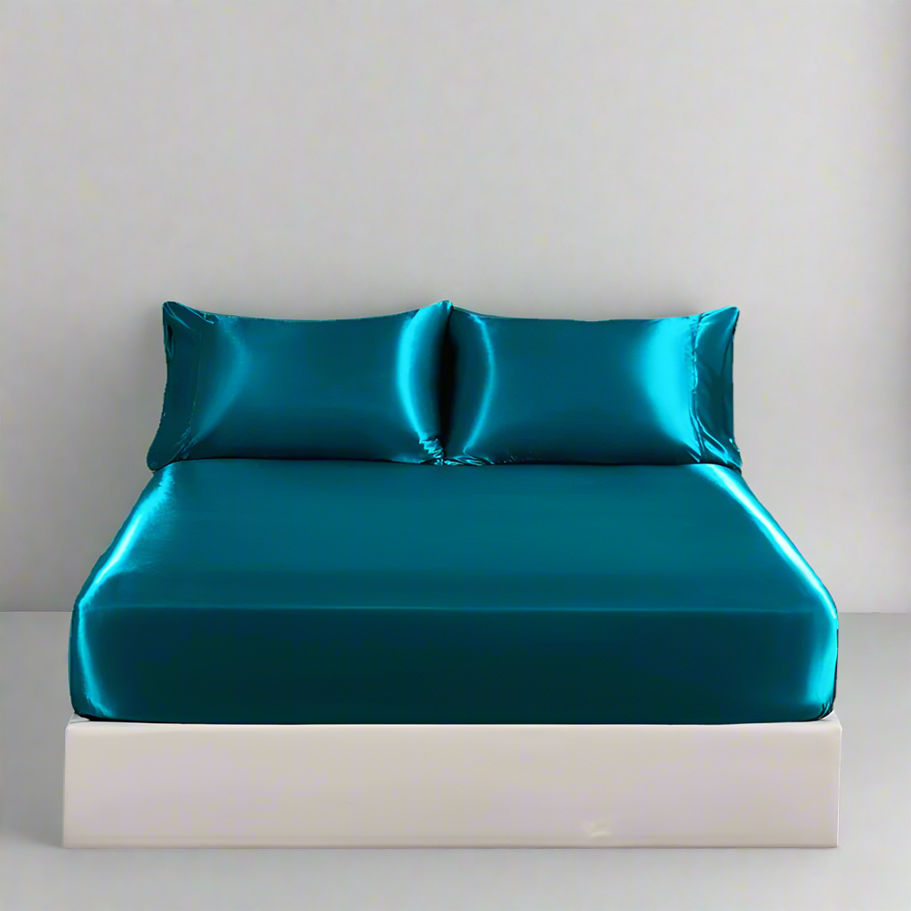 4-Piece Solid Color Pure Silk-Like Bed Sheet Set
