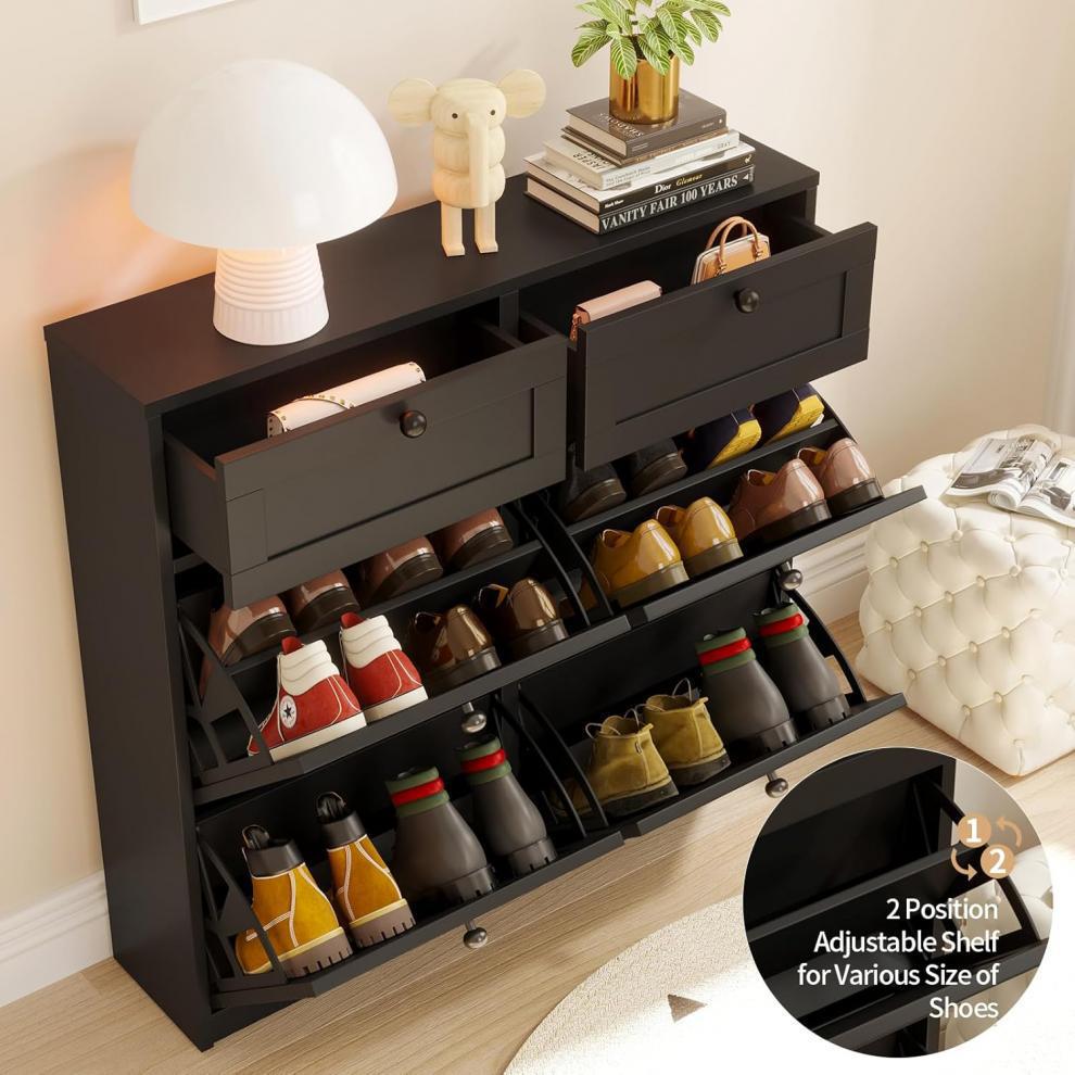 VOWNER 4 Flip Drawers Shoe Cabinet
