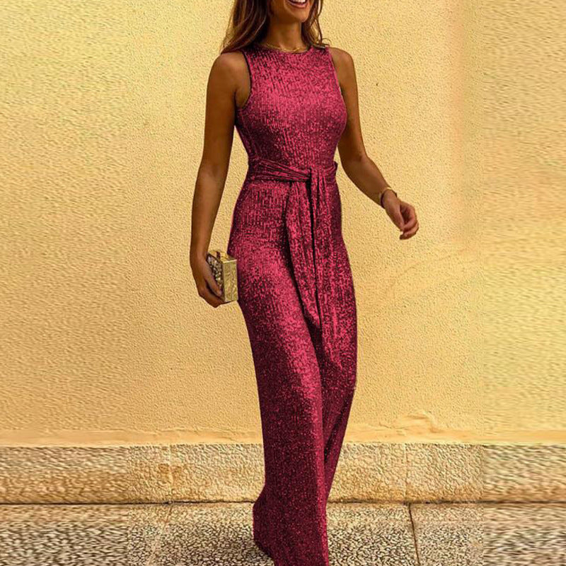 Open Back Sequined Jumpsuit