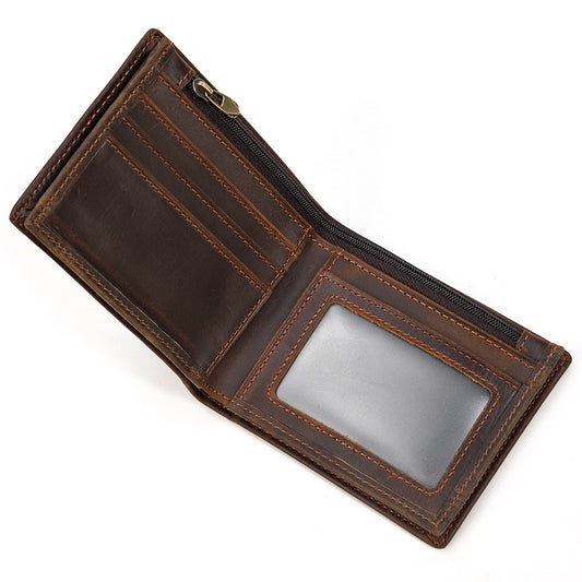 Men's Genuine Cowhide Leather Bi-Fold Wallet