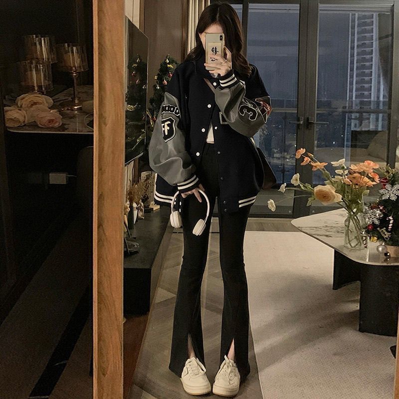 Oversized Embroidered Varsity Jacket