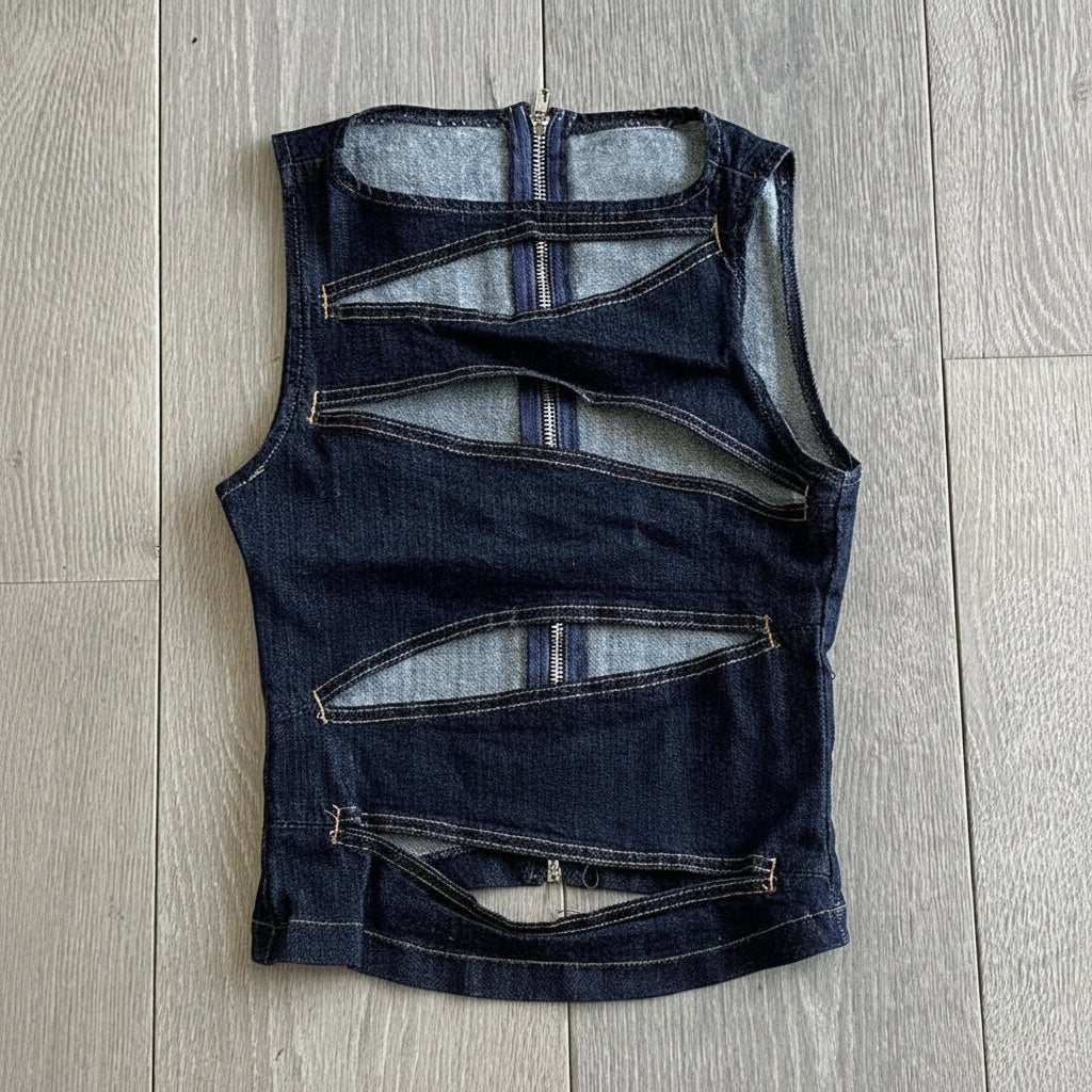 Denim Cut-Out Tank Top