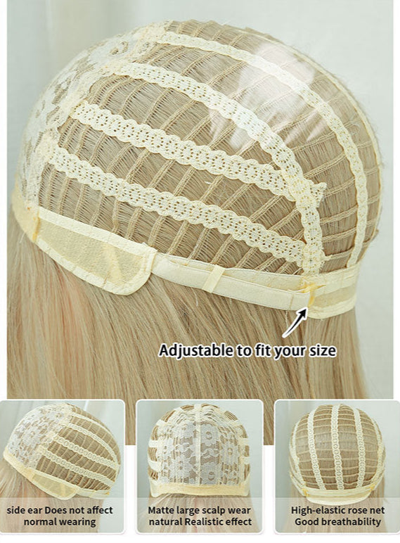 Long Straight Blonde Wig with Bangs, 68cm/26.77inch