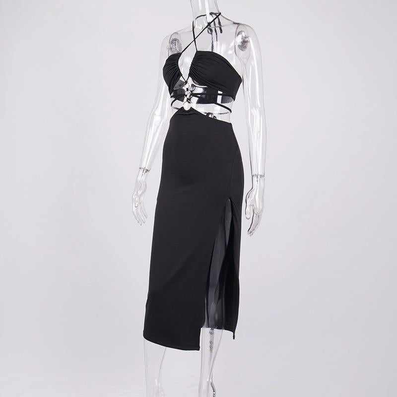 Thigh-High Slit Cut-Out Dress