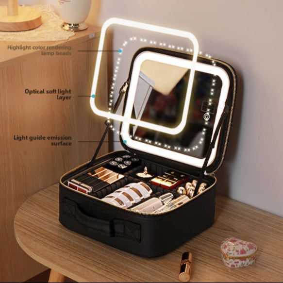 Waterproof Makeup Case with Detachable LED Mirror