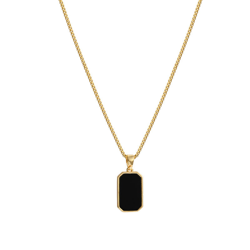 Black Onyx Pendant Gold Plated Necklace