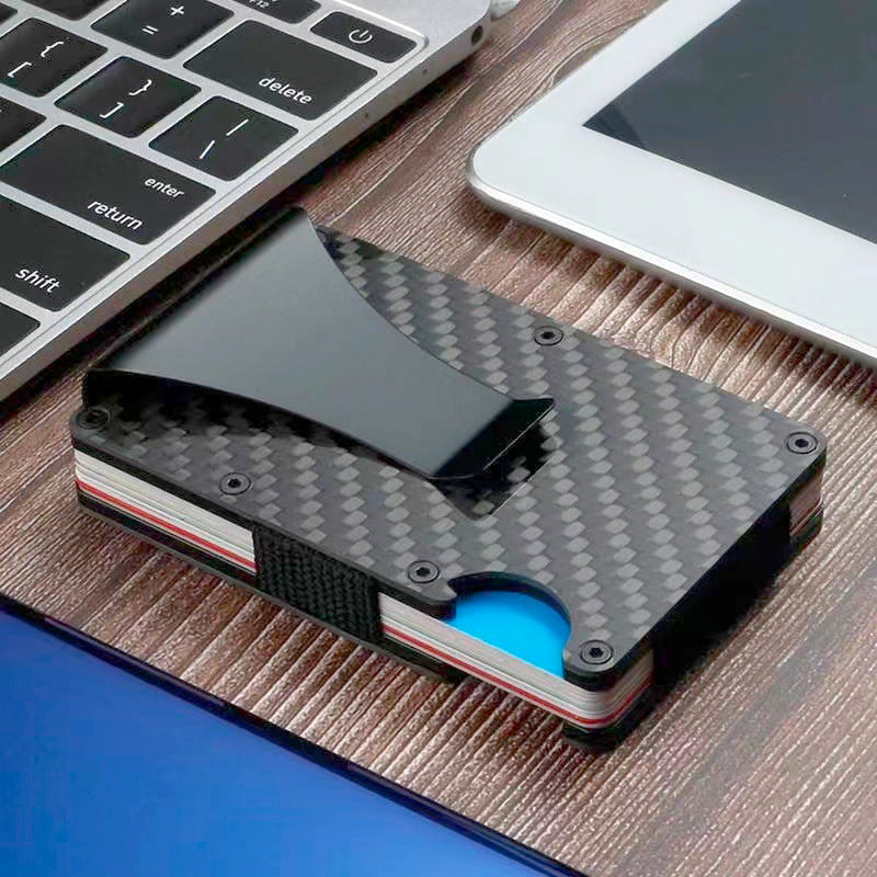 Carbon Fiber Compact Wallet Up to 12 Cards, 15 Bills with RFID Protection