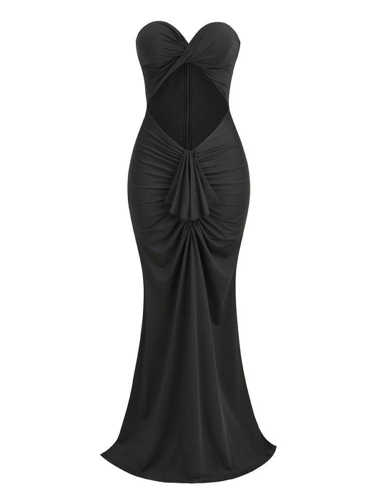 Strapless Knot Cut-Out Gown