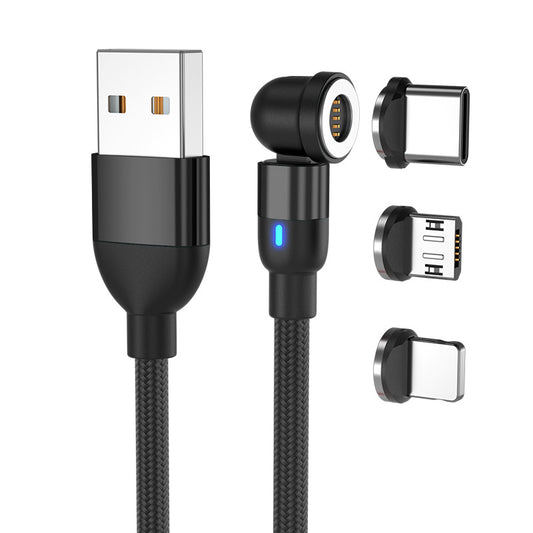 540° Rotation Magnetic Fast Charging Cable with Suction Heads for Android, Type-C, Apple