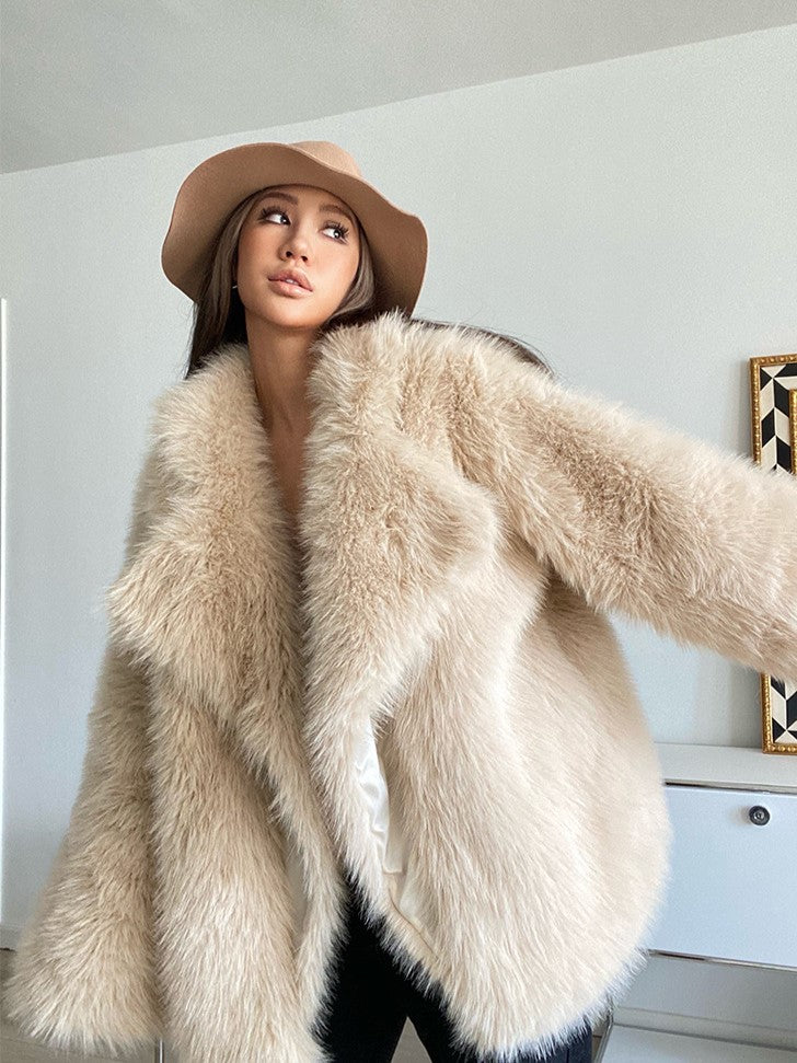 Faux Fur Mid-Length Coat