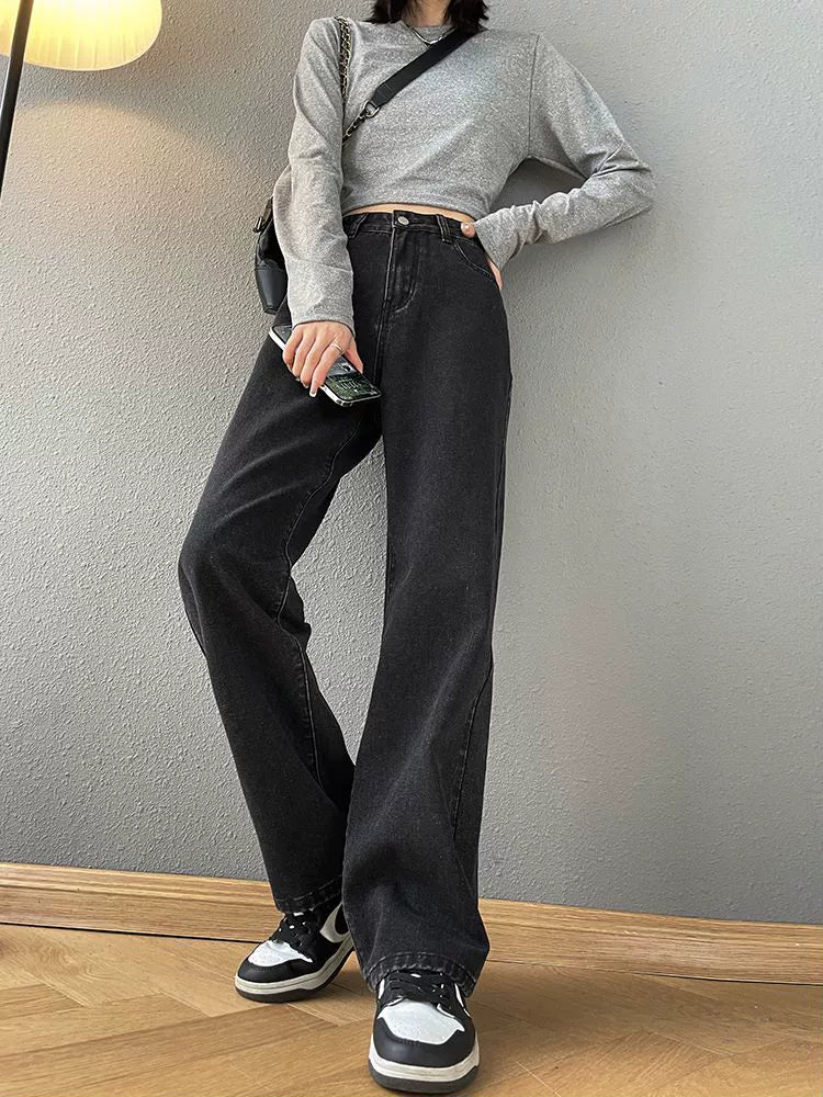 High-Waisted Loose-Fit Wide Leg Jeans