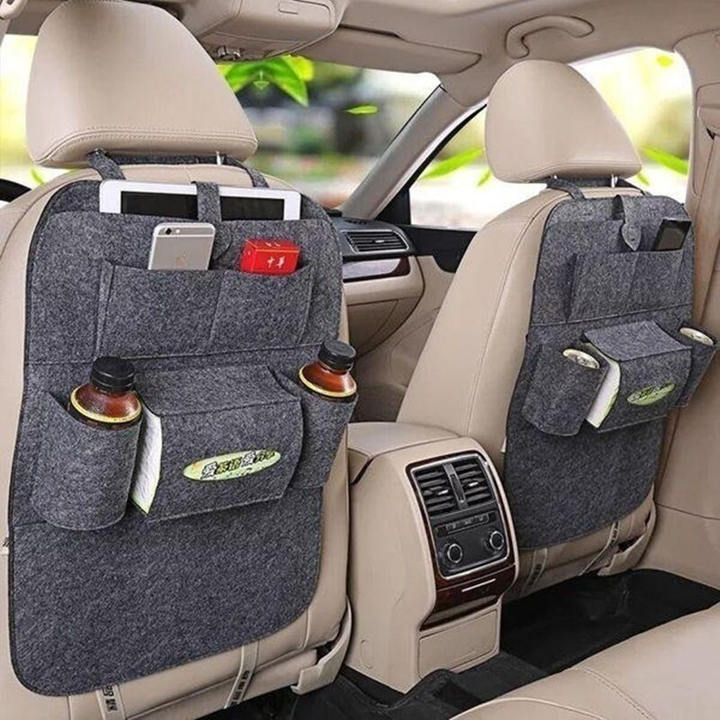 Car Back Seat Organizer with 6 Storage Pockets for iPad, Mobile Phone, Drink Cans, Tissue Box