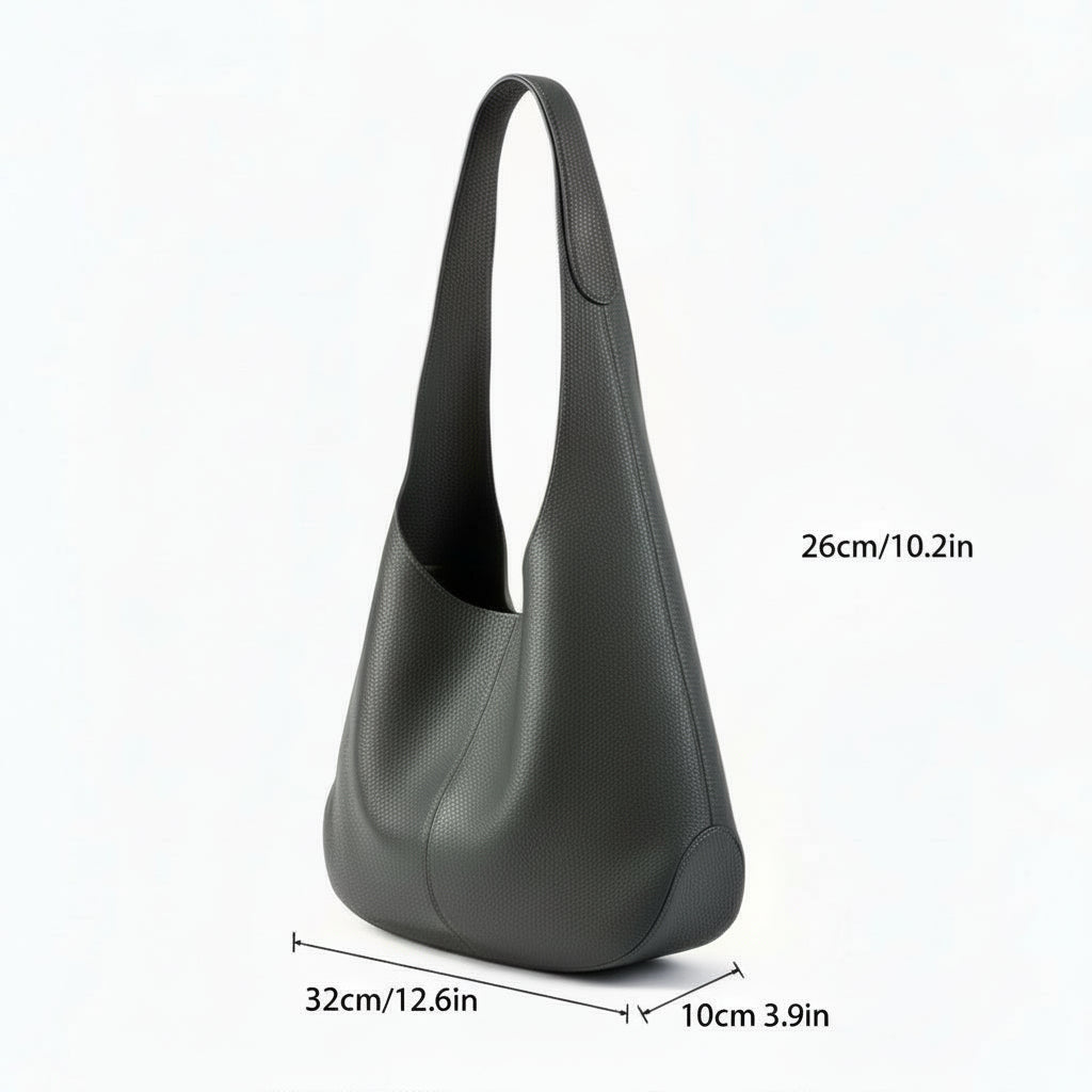 Slouchy Hobo Shoulder Bag in Genuine Cowhide Leather
