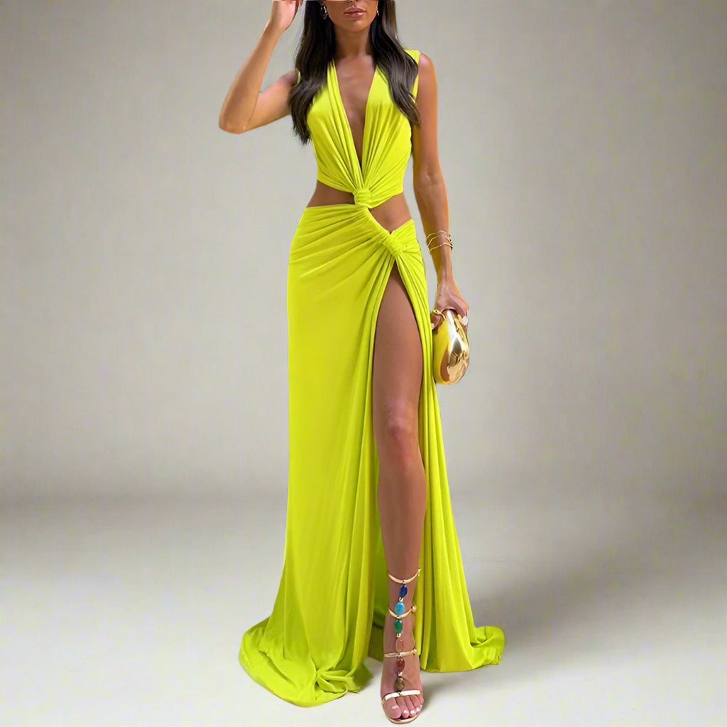 Thigh-High Slit Cut-Out Maxi Dress