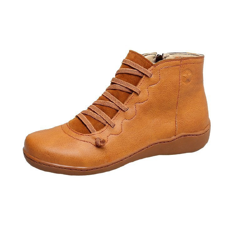 Women's Flat Leather Ankle Boots