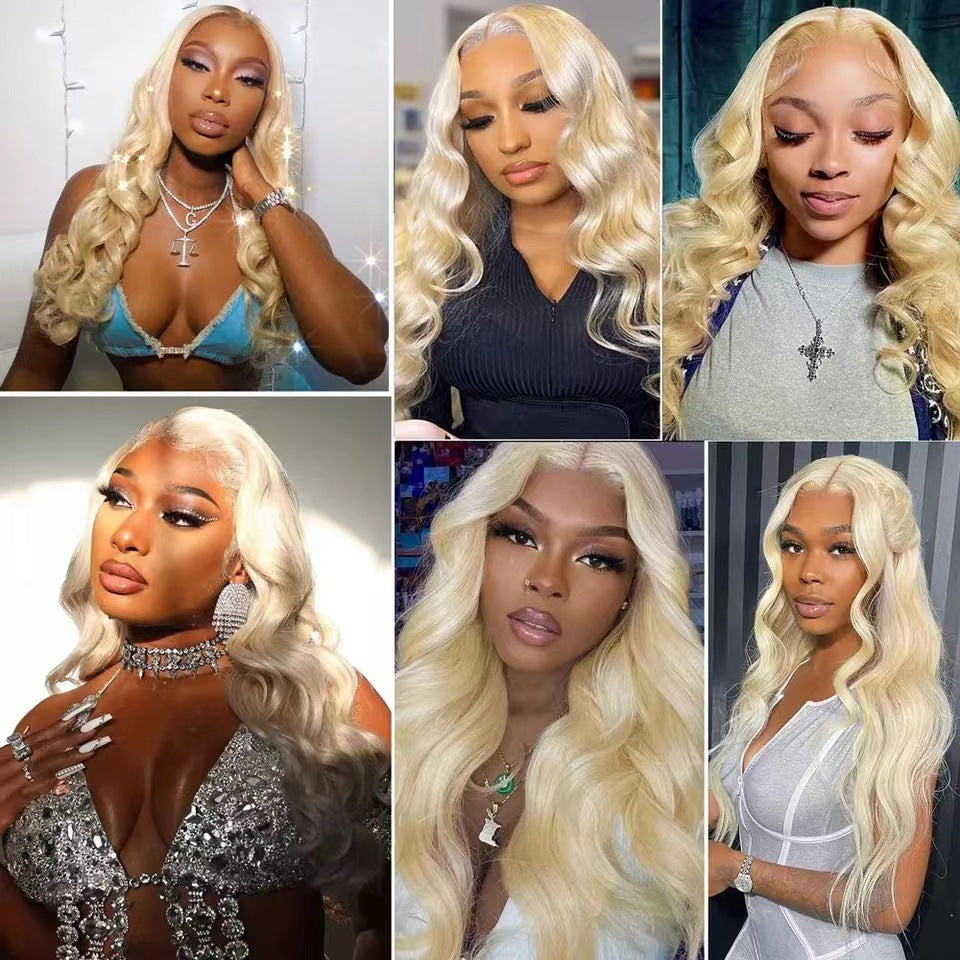 613 Platinum Blonde Body Wave Lace Front Wig – 100% Real Human Hair