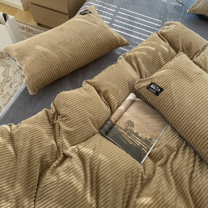 4-Piece Ribbed Velvet Bedding Set