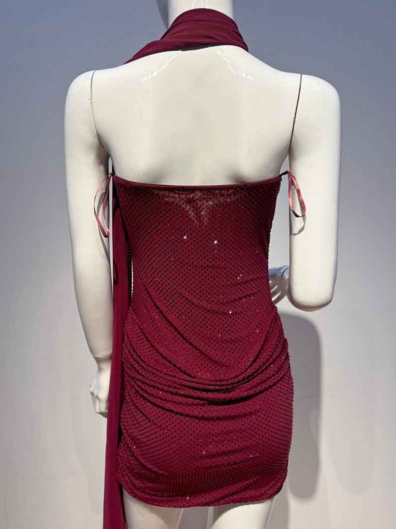 Midnight Diamante Scarf Mini Dress