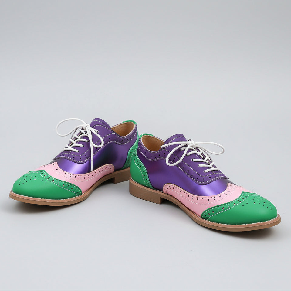 Women's Colorblock Wingtip Oxford Brogues