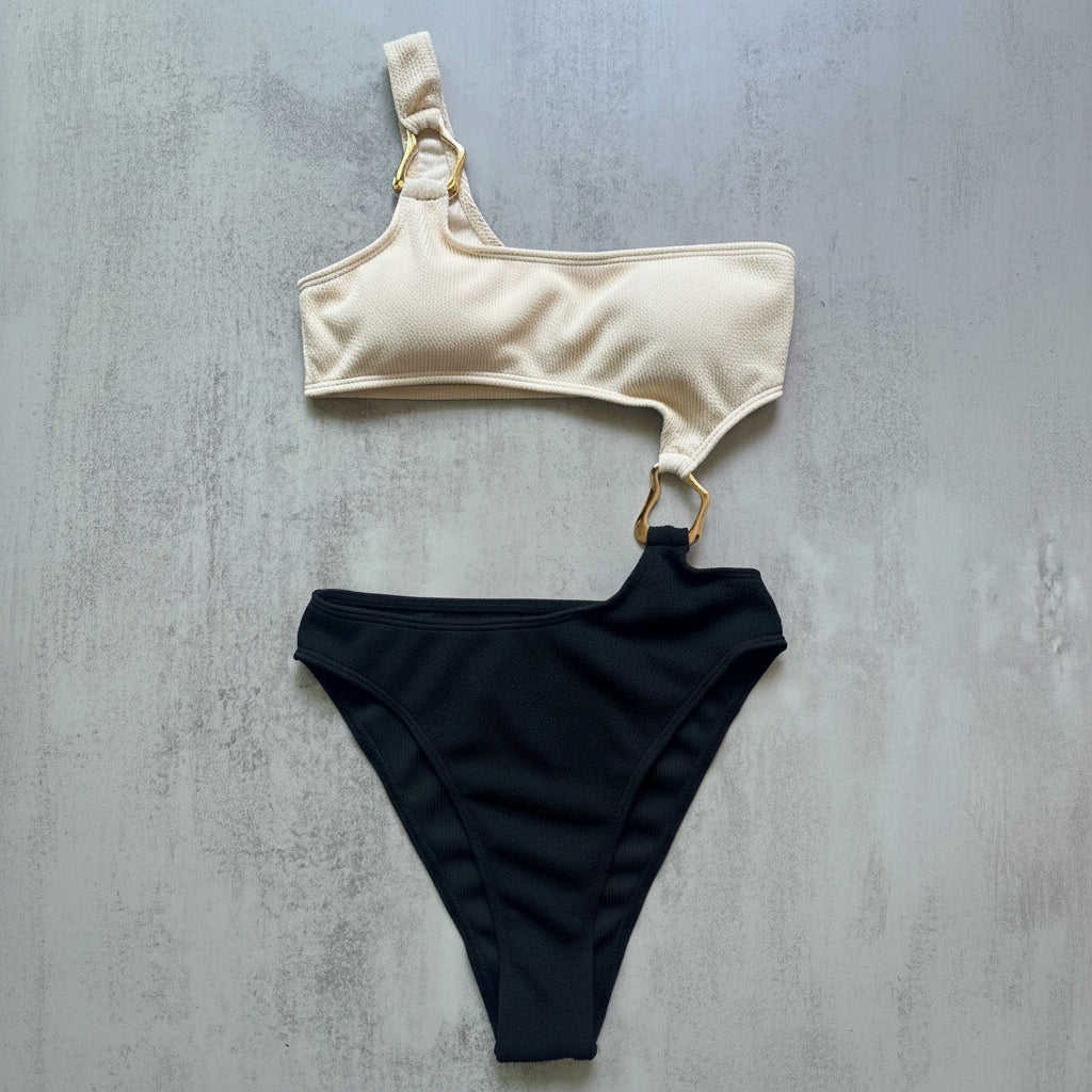 One-Piece Asymmetrical Cut-Out Swimsuit
