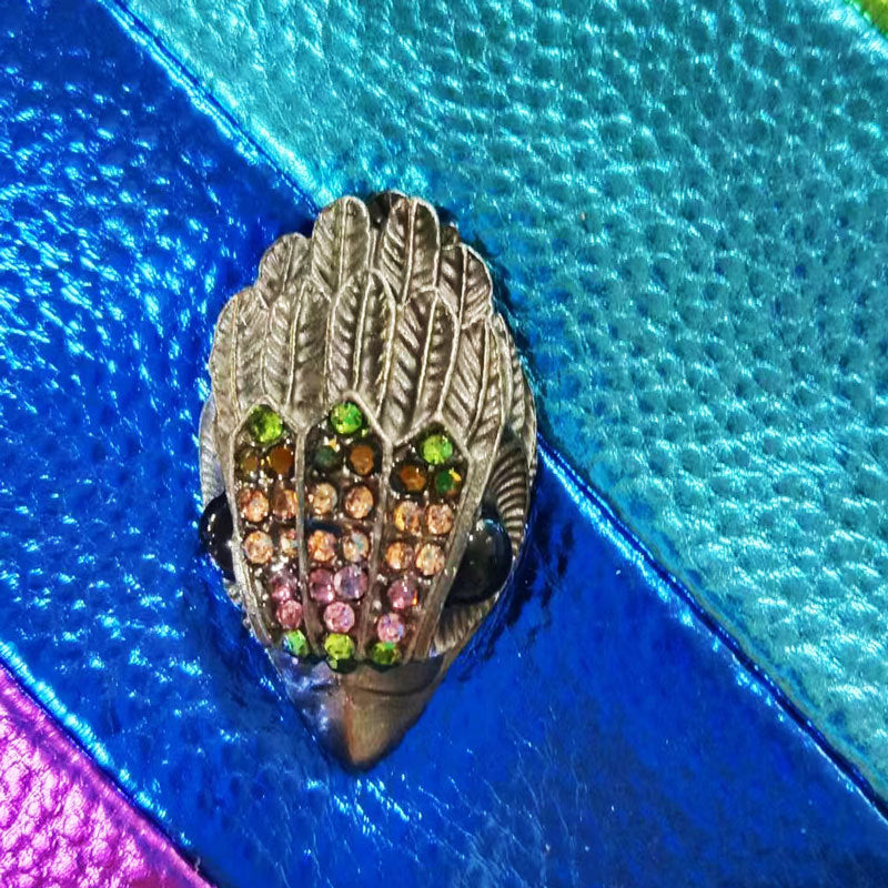 Rainbow-Striped Chain Leather Bag