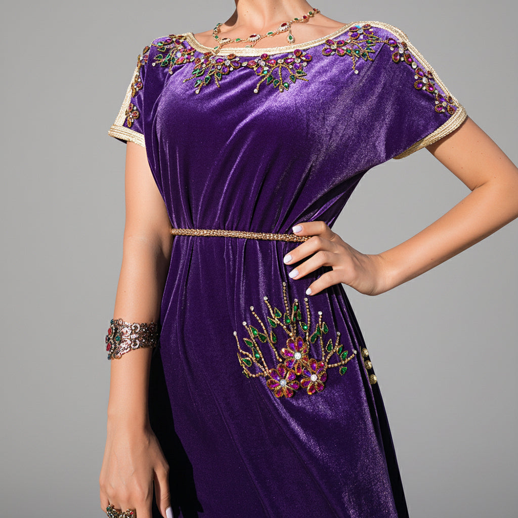 High Side-Slit Embroidered Abaya