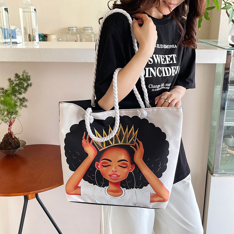 Large Capacity Canvas Graphic Tote Bag