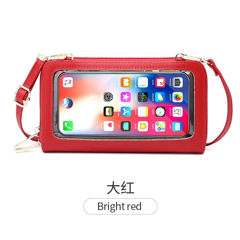 PU Leather Touch-Screen Crossbody Mobile Phone Purse with RFID Anti-theft