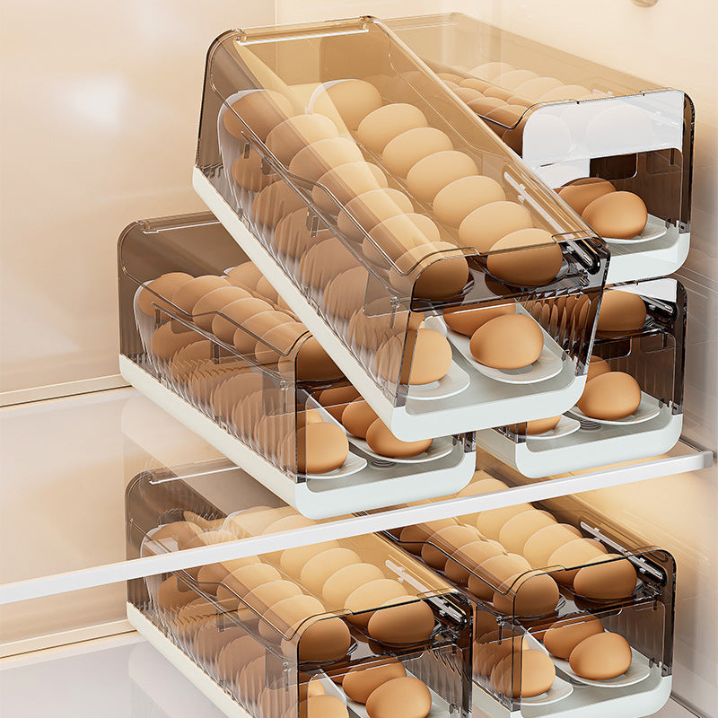 2-Layer Egg Rolling Dispenser Storage Box with Time Scale