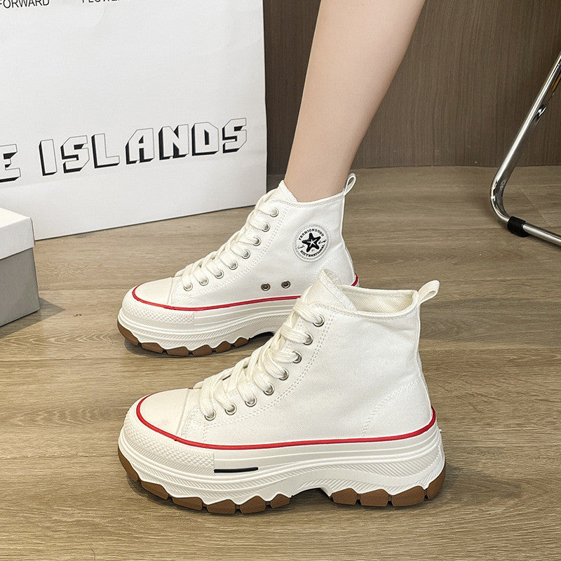 Platform High-Top Canvas Sneakers for Women