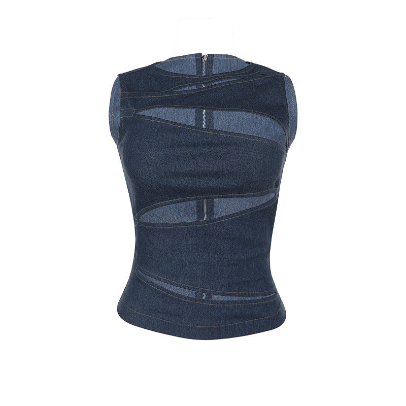 Denim Cut-Out Tank Top
