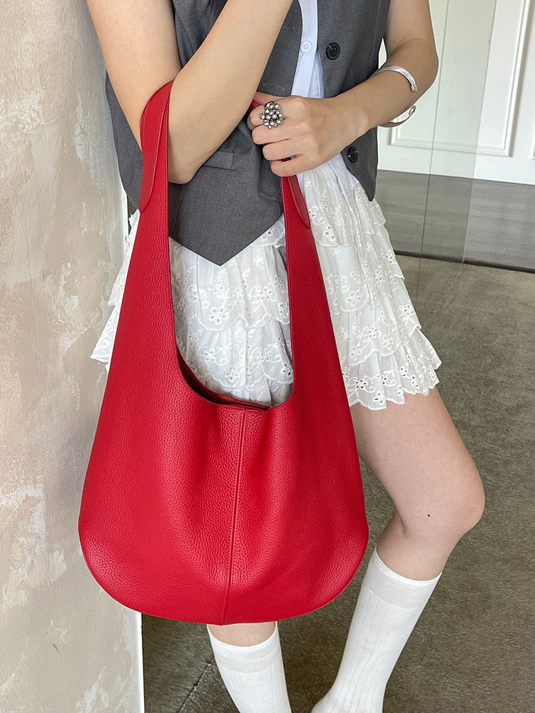 Slouchy Hobo Shoulder Bag – Genuine Cowhide Leather
