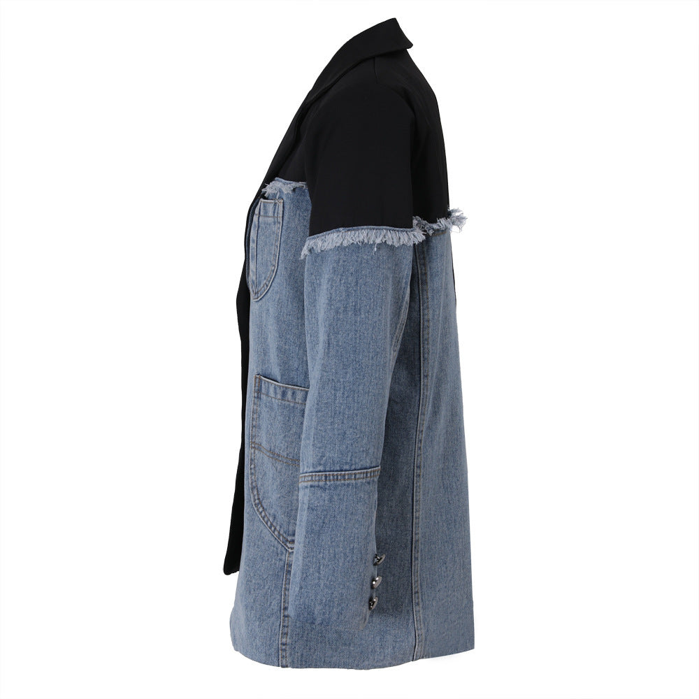 Irregular Denim Patchwork Blazer