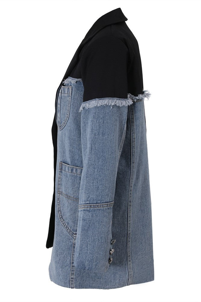 Irregular Denim Patchwork Blazer