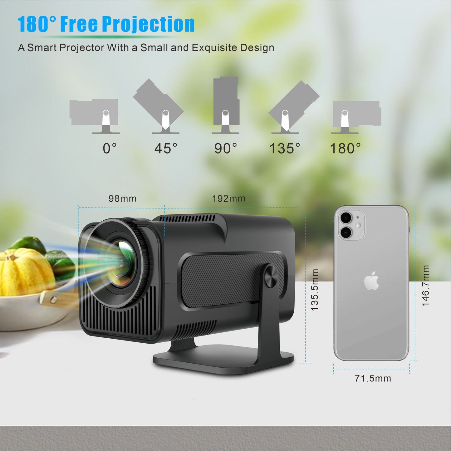 4K Ultra HD Android 11 HY320 Portable Mini Projector with 5.0 Bluetooth