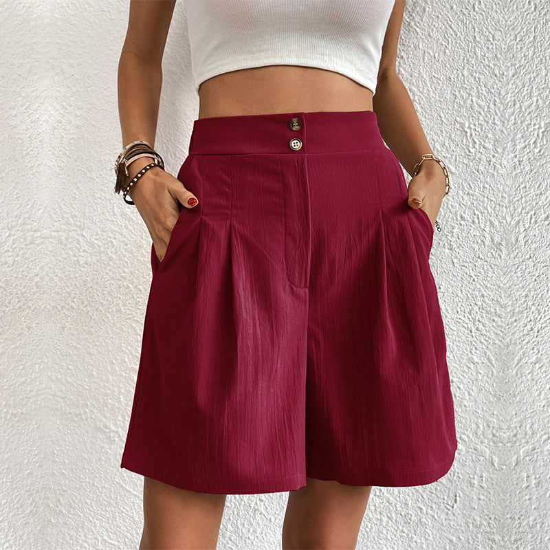 High-Waisted Loose Wide Leg Shorts