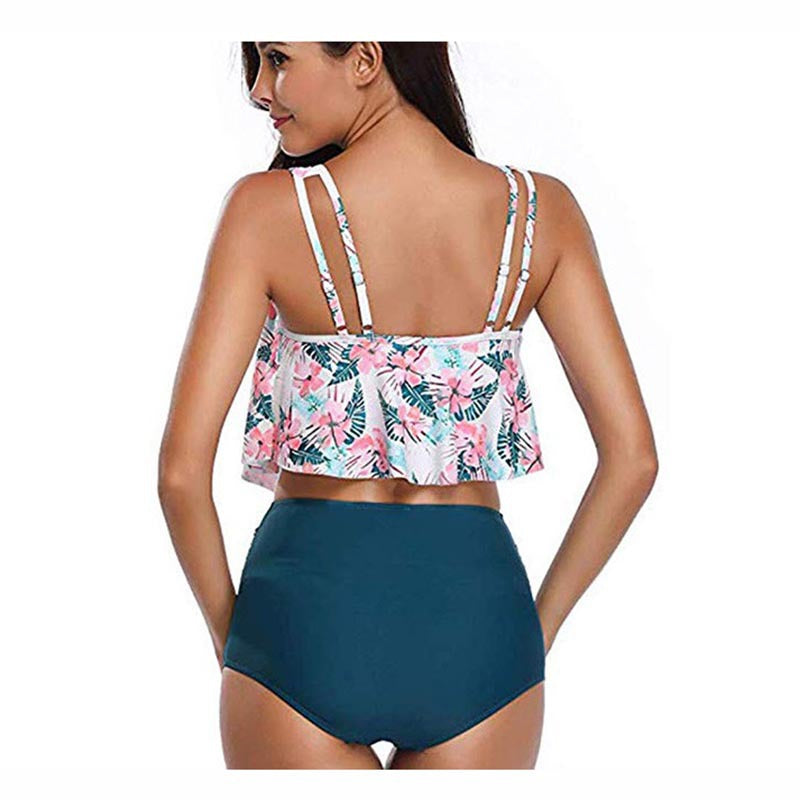 Two-Piece Floral Tank Top & High-Waisted Bikini Bottoms Swimsuit