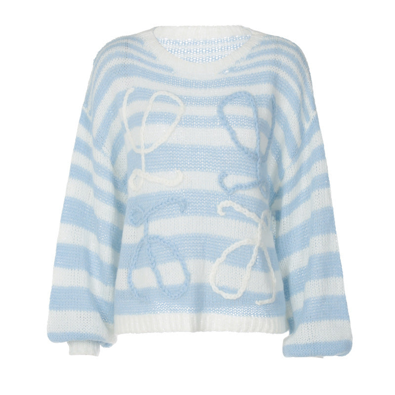 Loose Contrast Stripe Knitted  Sweater