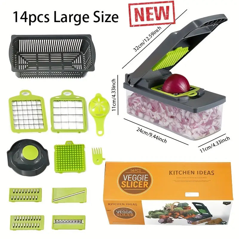 14pcs Multifunction Vegetable Chopper Slicer Grater