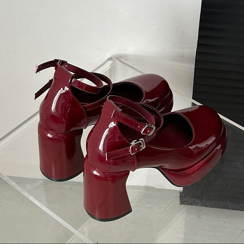 Mary Jane Platform Block Heel Pumps