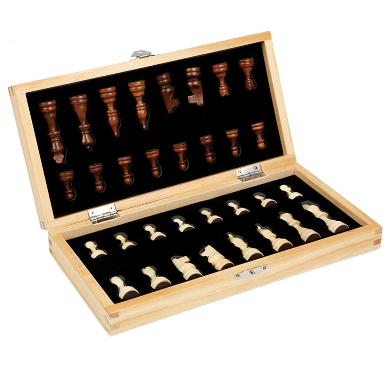 Solid Wood Magnetic Chess Set with Folding Chessboard